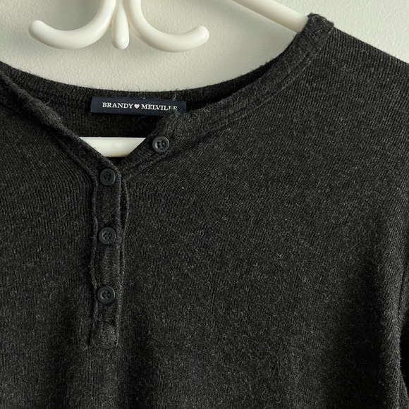 Charcoal grey henley long sleeve - Picture 2 of 3